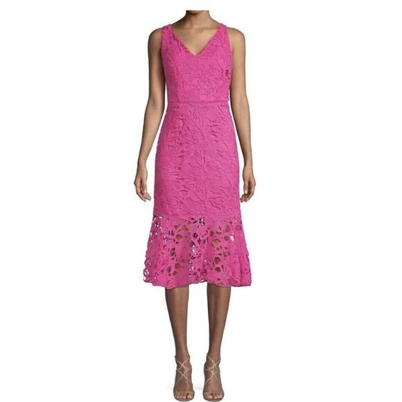 Alexia Admor Dresses & Skirts - Alexia Admor Crotchet Lace Sheath Midi Dress in Hot Pink 10 NWOT